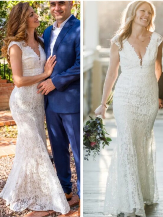 Lulus Dresses & Skirts - Nwt Lulu's Icing On The Cake Cap Sleeve Deep V Ivory  Floral Lace Wedding Dress